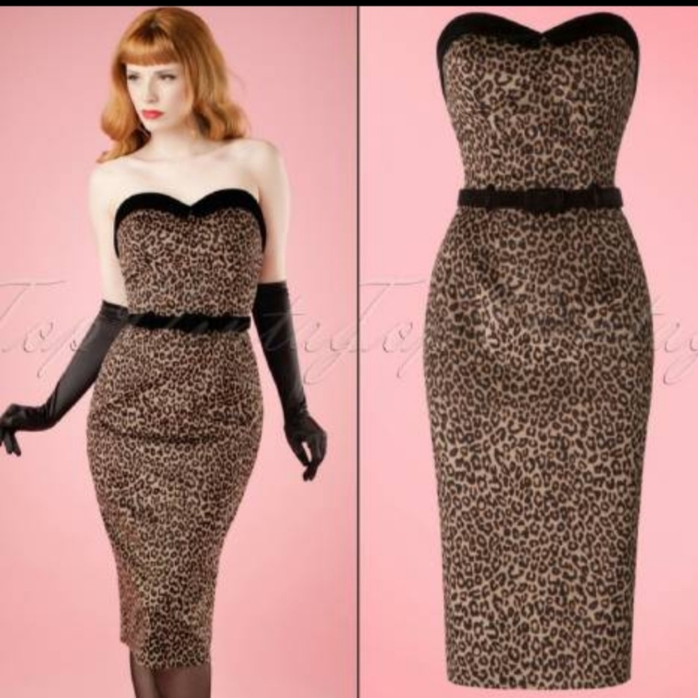 Collectif 50's Monica Velvet Leopard Dress